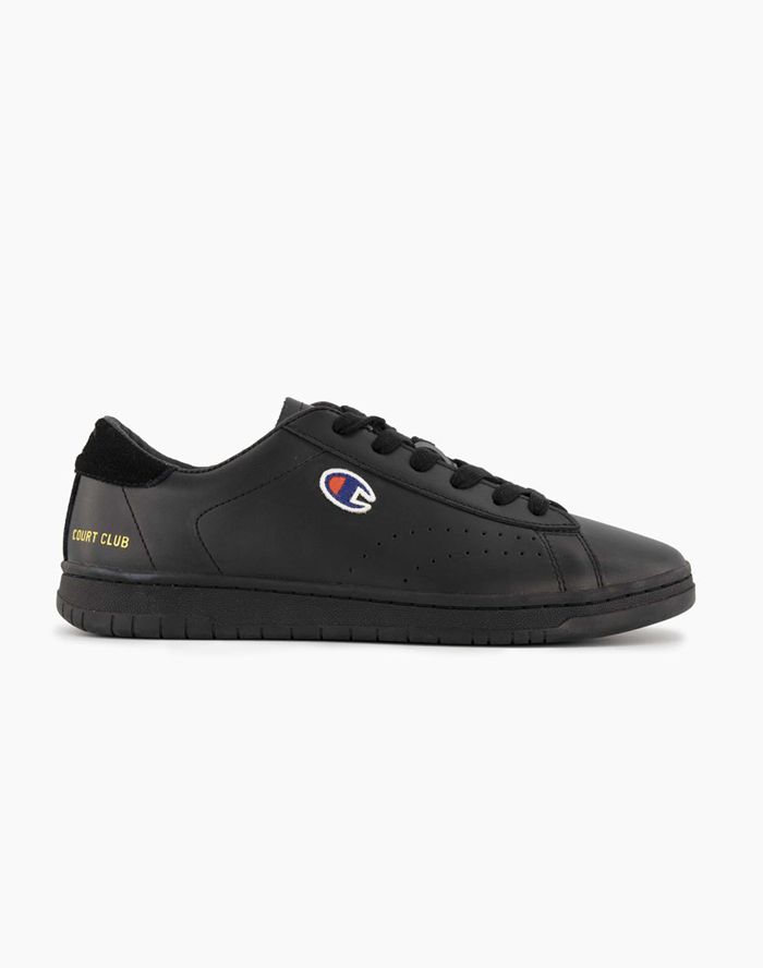 Champion Herre Sneakers Sort - Court Club Patch Logo - Danmark EPT-791052